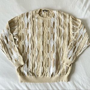 Kaleidoscope Pattern Knit Sweater in Cream and Beige from Simons: Size L
